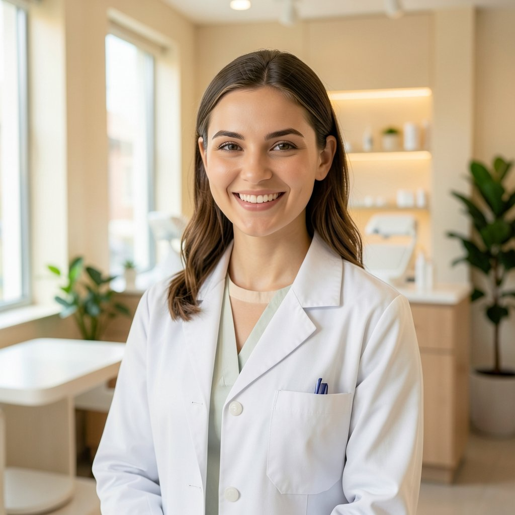 Woman following a gentle skincare routine